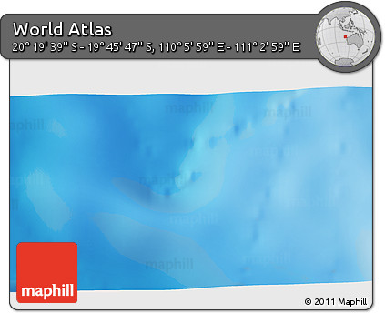 Physical 3D Map of the Area around 20° 2' 43" S, 110° 34' 29" E