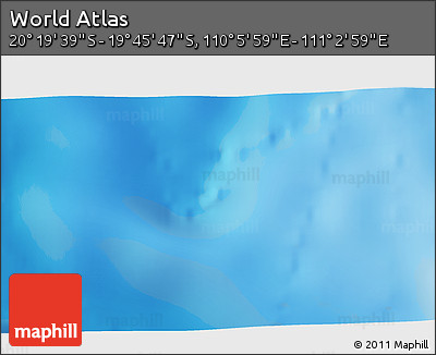 Physical 3D Map of the Area around 20° 2' 43" S, 110° 34' 29" E