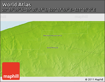 Physical 3D Map of the Area around 20° 2' 43" S, 120° 46' 30" E