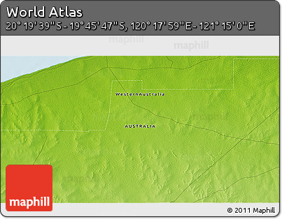 Physical 3D Map of the Area around 20° 2' 43" S, 120° 46' 30" E