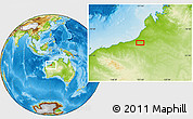 Physical Location Map of the area around 20° 2' 43" S, 121° 37' 30" E