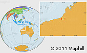 Political Location Map of the area around 20° 2' 43" S, 121° 37' 30" E