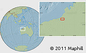 Savanna Style Location Map of the area around 20° 2' 43" S, 121° 37' 30" E, hill shading
