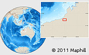 Shaded Relief Location Map of the area around 20° 2' 43" S, 121° 37' 30" E