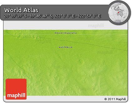 Physical 3D Map of the Area around 20° 2' 43" S, 122° 28' 29" E