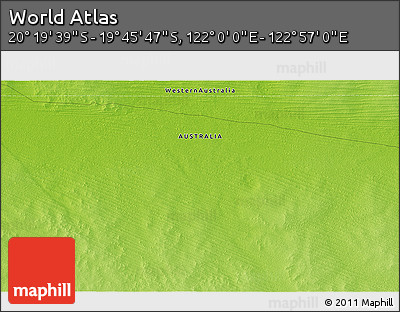 Physical 3D Map of the Area around 20° 2' 43" S, 122° 28' 29" E