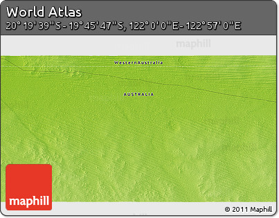 Physical 3D Map of the Area around 20° 2' 43" S, 122° 28' 29" E