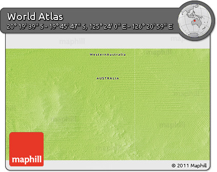 Physical 3D Map of the Area around 20° 2' 43" S, 125° 52' 30" E