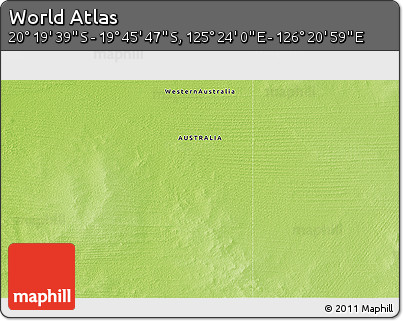 Physical 3D Map of the Area around 20° 2' 43" S, 125° 52' 30" E