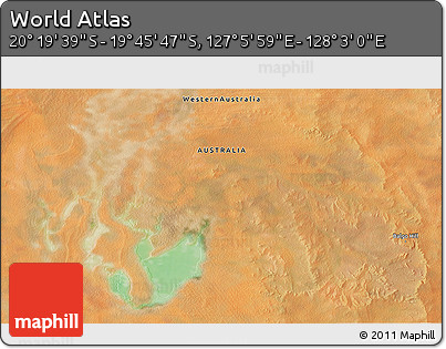 Satellite 3D Map of the Area around 20° 2' 43" S, 127° 34' 30" E