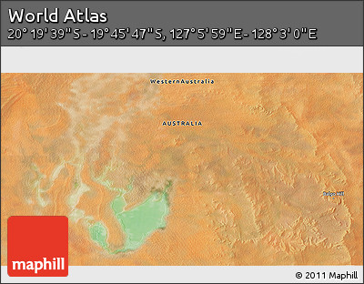 Satellite 3D Map of the Area around 20° 2' 43" S, 127° 34' 30" E