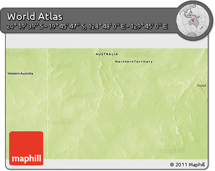 Physical 3D Map of the Area around 20° 2' 43" S, 129° 16' 30" E