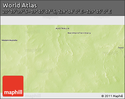 Physical 3D Map of the Area around 20° 2' 43" S, 129° 16' 30" E