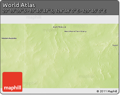 Physical 3D Map of the Area around 20° 2' 43" S, 129° 16' 30" E