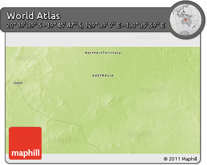 Physical 3D Map of the Area around 20° 2' 43" S, 130° 7' 30" E