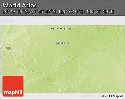 Physical 3D Map of the Area around 20° 2' 43" S, 130° 7' 30" E