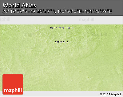 Physical 3D Map of the Area around 20° 2' 43" S, 130° 58' 29" E