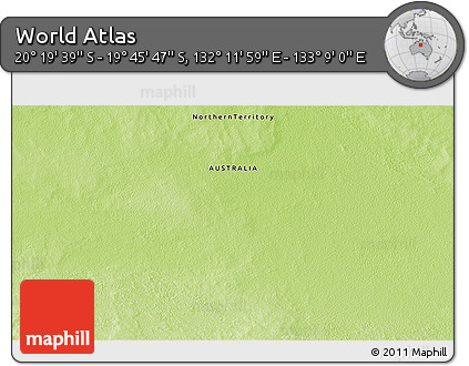 Physical 3D Map of the Area around 20° 2' 43" S, 132° 40' 30" E