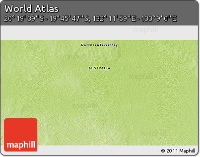 Physical 3D Map of the Area around 20° 2' 43" S, 132° 40' 30" E