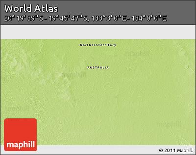 Physical 3D Map of the Area around 20° 2' 43" S, 133° 31' 30" E