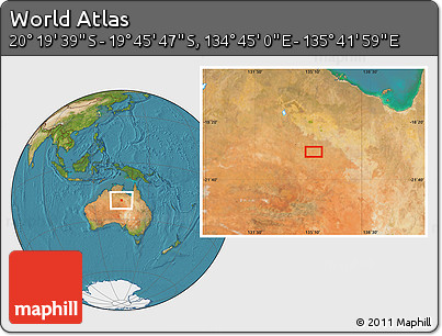 Satellite Location Map of the Area around 20° 2' 43" S, 135° 13' 29" E