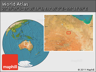 Satellite Location Map of the Area around 20° 2' 43" S, 135° 13' 29" E