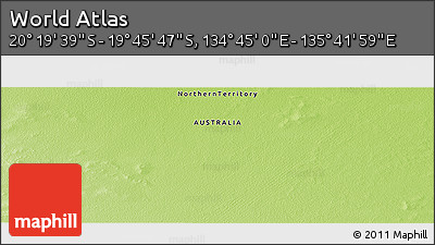 Physical Panoramic Map of the Area around 20° 2' 43" S, 135° 13' 29" E