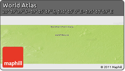 Physical Panoramic Map of the Area around 20° 2' 43" S, 135° 13' 29" E