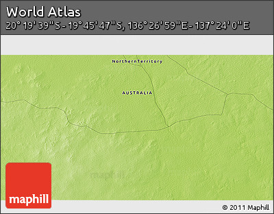 Physical 3D Map of the Area around 20° 2' 43" S, 136° 55' 30" E