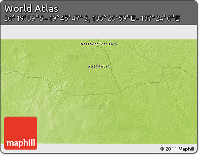 Physical 3D Map of the Area around 20° 2' 43" S, 136° 55' 30" E