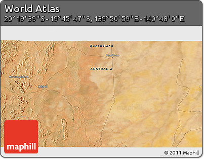 Satellite 3D Map of the Area around 20° 2' 43" S, 140° 19' 29" E
