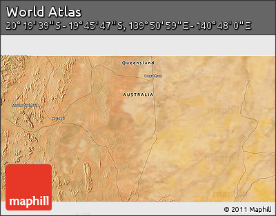 Satellite 3D Map of the Area around 20° 2' 43" S, 140° 19' 29" E