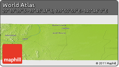 Physical Panoramic Map of the Area around 20° 2' 43" S, 140° 19' 29" E