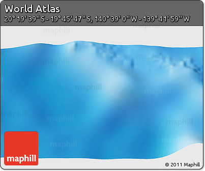 Physical 3D Map of the Area around 20° 2' 43" S, 140° 10' 30" W