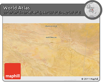 Satellite 3D Map of the Area around 20° 2' 43" S, 142° 1' 30" E