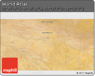 Satellite 3D Map of the Area around 20° 2' 43" S, 142° 1' 30" E