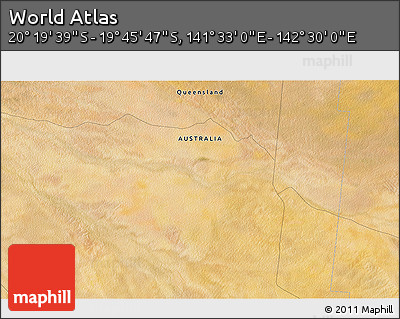 Satellite 3D Map of the Area around 20° 2' 43" S, 142° 1' 30" E