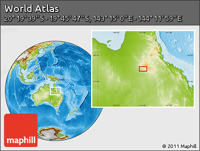 Physical Location Map of the Area around 20° 2' 43" S, 143° 43' 29" E