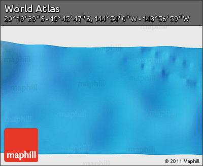 Physical 3D Map of the Area around 20° 2' 43" S, 144° 25' 30" W