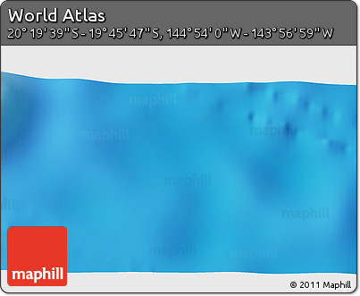 Physical 3D Map of the Area around 20° 2' 43" S, 144° 25' 30" W