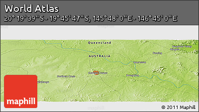 Physical Panoramic Map of the Area around 20° 2' 43" S, 146° 16' 30" E