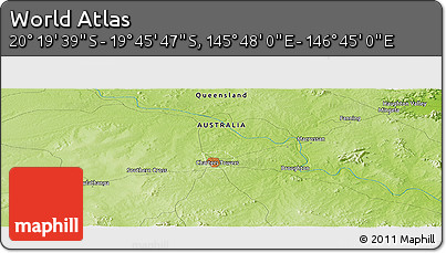 Physical Panoramic Map of the Area around 20° 2' 43" S, 146° 16' 30" E