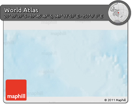 Physical 3D Map of the Area around 20° 2' 43" S, 149° 40' 30" E