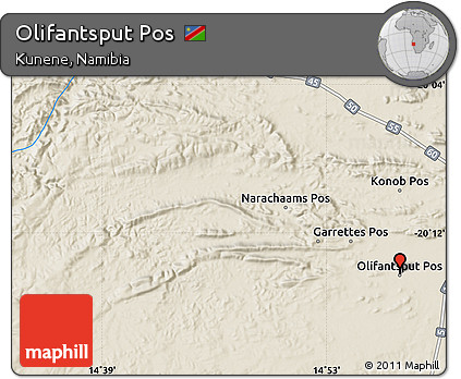 Shaded Relief Map of Olifantsput Pos