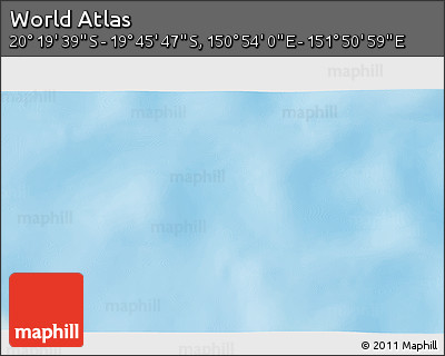 Physical 3D Map of the Area around 20° 2' 43" S, 151° 22' 30" E
