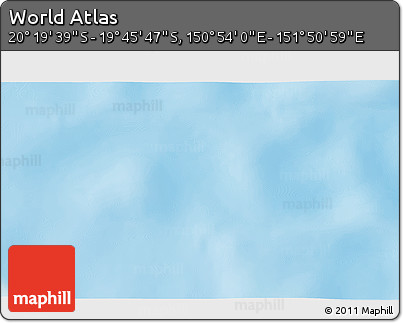 Physical 3D Map of the Area around 20° 2' 43" S, 151° 22' 30" E