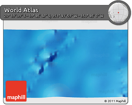 Shaded Relief 3D Map of the Area around 20° 2' 43" S, 151° 13' 29" W