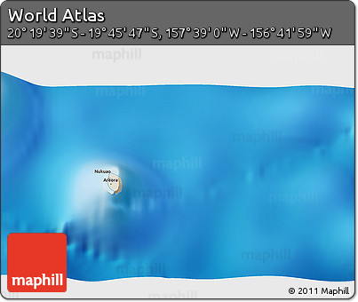 Shaded Relief 3D Map of the Area around 20° 2' 43" S, 157° 10' 30" W