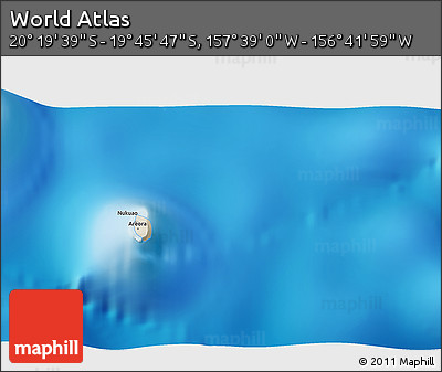 Shaded Relief 3D Map of the Area around 20° 2' 43" S, 157° 10' 30" W