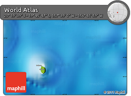 Physical Map of the Area around 20° 2' 43" S, 157° 10' 30" W
